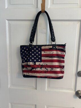 Montana West Distressed Look Flag Purse